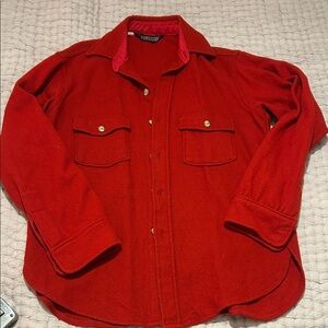 Lands' End Men's Red wool Shirt Jacket